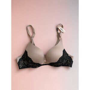 VICTORIAS SECRET Tan Black Lace Bra Size 34A NEW NWT